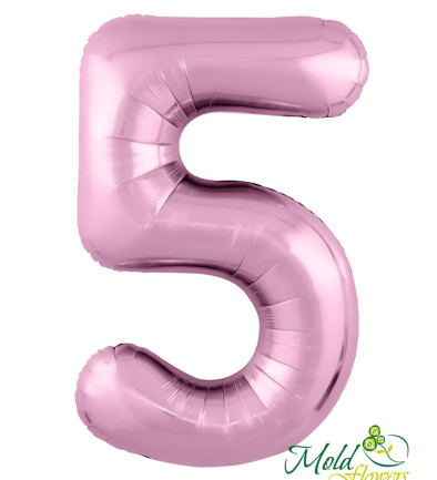 Balon cifra din folie "5" roz foto 394x433